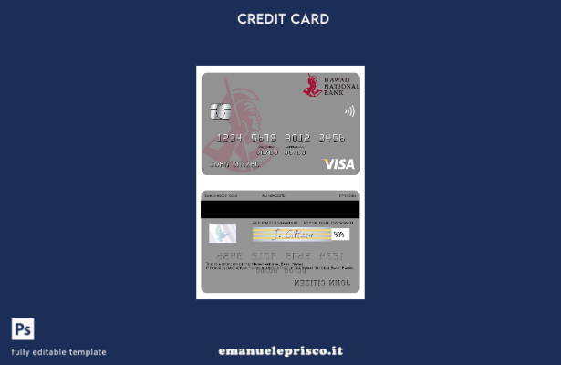 stile verificato Modello di carta visto Hawaii, Hawaii National Bank